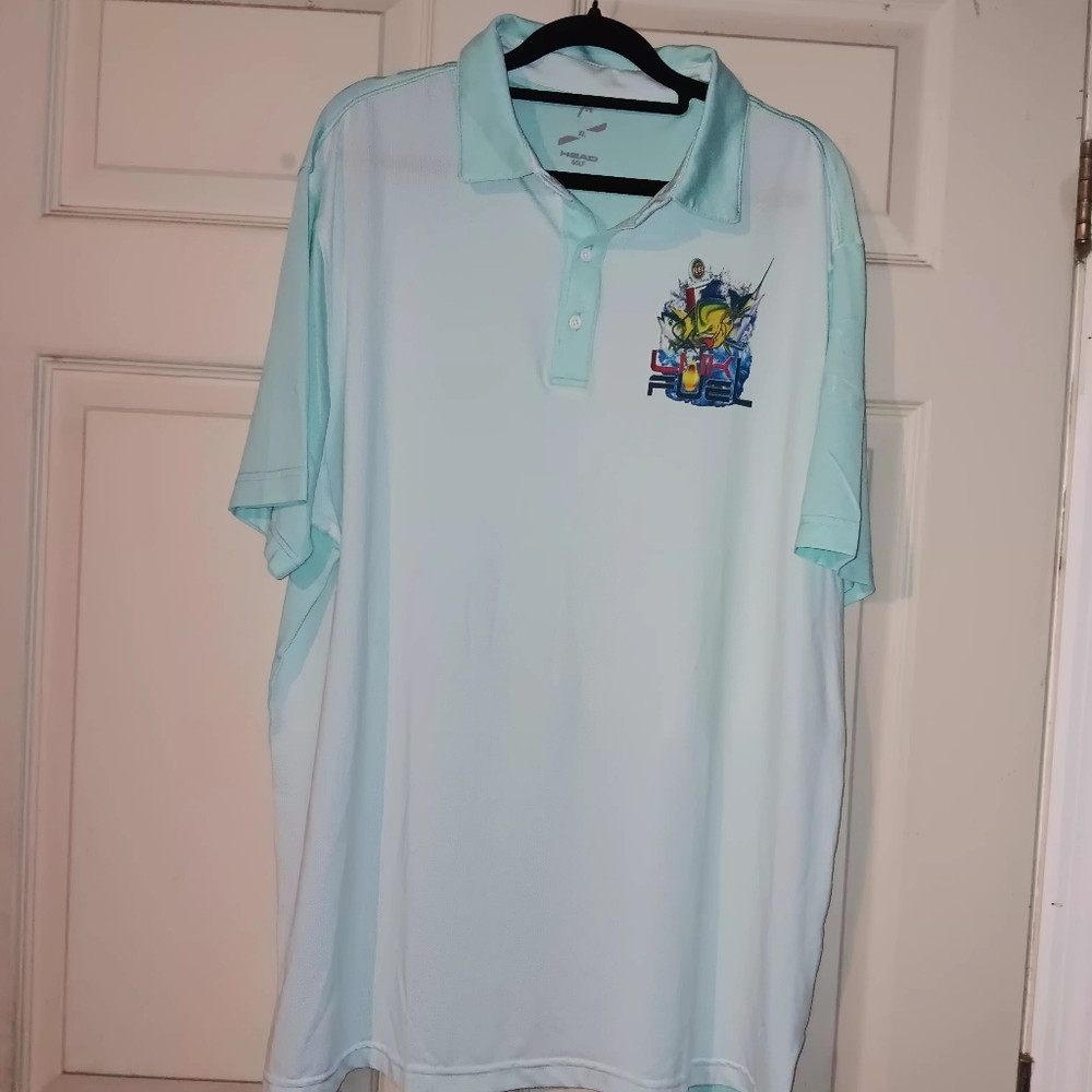 Men's Light Blue Graphic Golf Polo Shirt Sz XL⁰